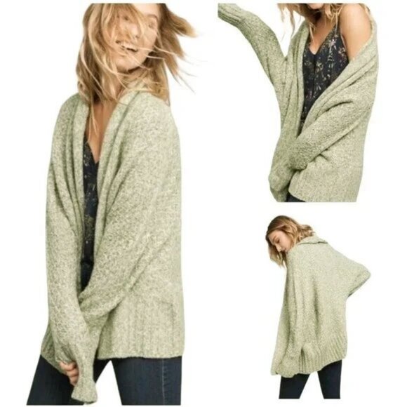 Angel of the North Anthropologie Green Chauvet Oversized Open Cardigan M - Picture 1 of 13